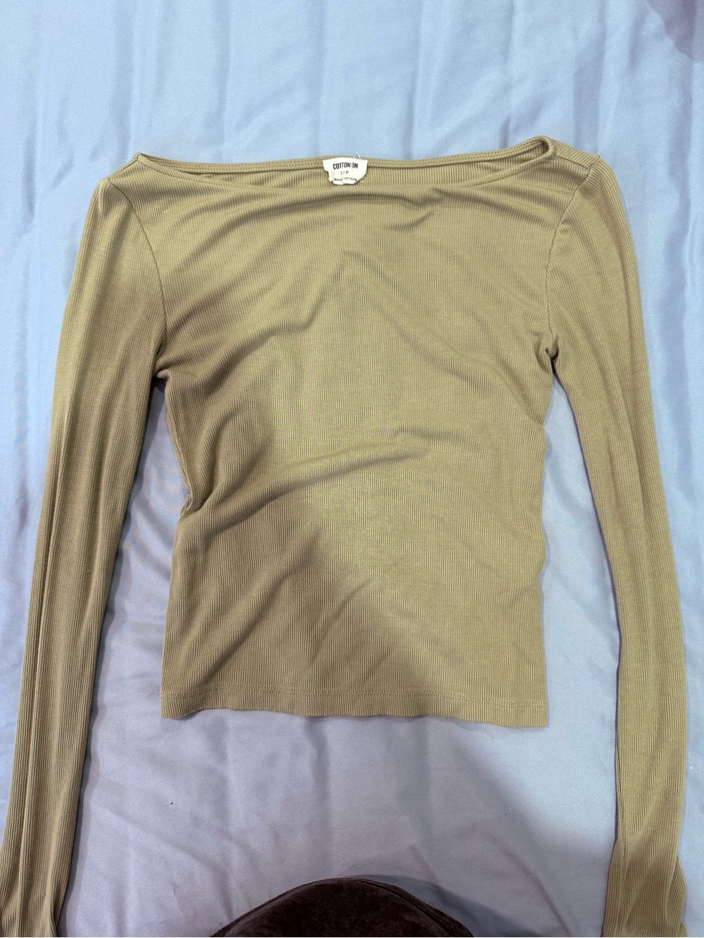 Cotton On Long Sleeve Ribbed Boatneck Top - Green